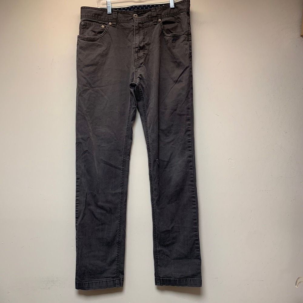 Prana Slim Fit Pants Mens 34x34 Charcoal Grey Excellent Organic Cotton Stretch